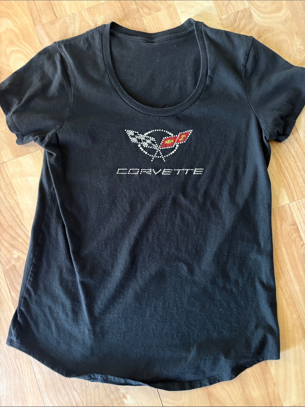 Corvette Black Rhinestone Logo Tee